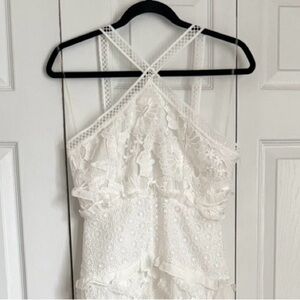 True Decadence Dress Womens 8 Tall White Lace Halter Mermaid Maxi Formal Wedding